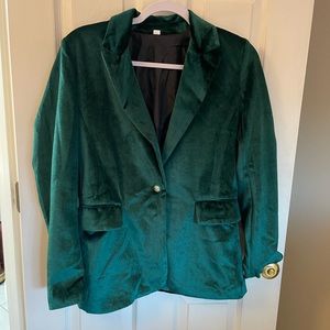 SHEIN  Green Velvet Blazer